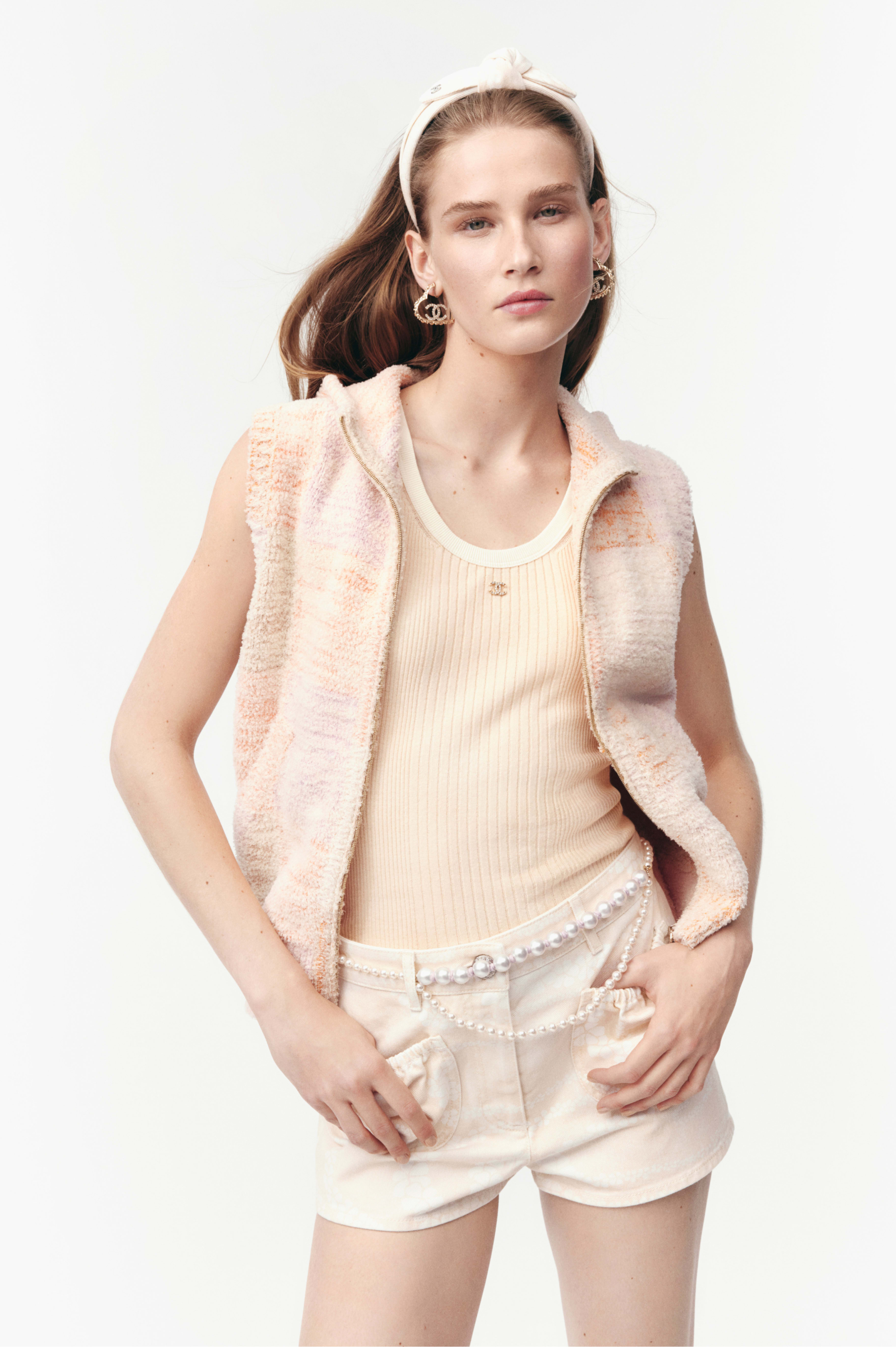 Chaleco - Rosa, naranja claro y beige - Algodón y mezcla de fibras - Vista alternativa